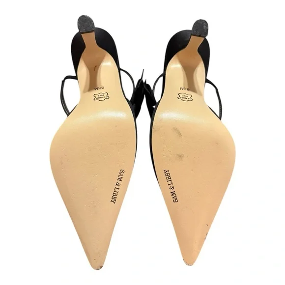 Sam & Libby Black Women's Heels with Bows in strap. Size 8.5 - Picture 6 of 9
